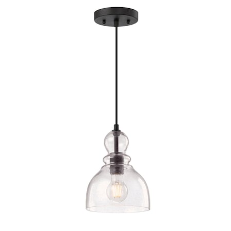 Westinghouse Mini Fiona LED Pendant, Dimmable, 6.5W, Oil Rubbed Bronze, Clear Seeded Glass 6132700